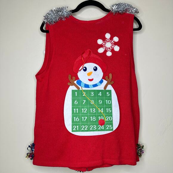 Ugly Christmas Sweater Vest Teddy Bear LIGHTS UP Tinsel Xmas Party Winner Large - Picture 3 of 5